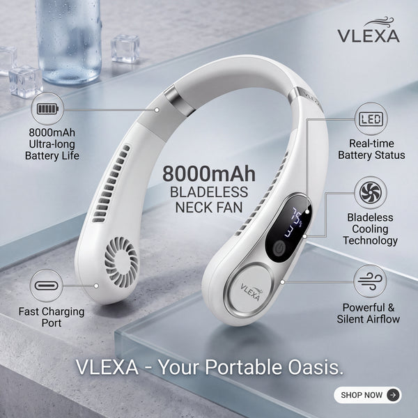 VLEXA 8000mAh Rechargeable Neck fan