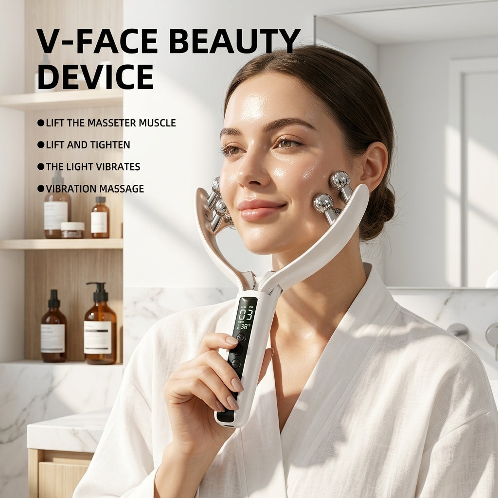 Vlexa™ V-Sculpt Pro – 4D Dual-Roller EMS Jawline & Chin Sculpting Massager