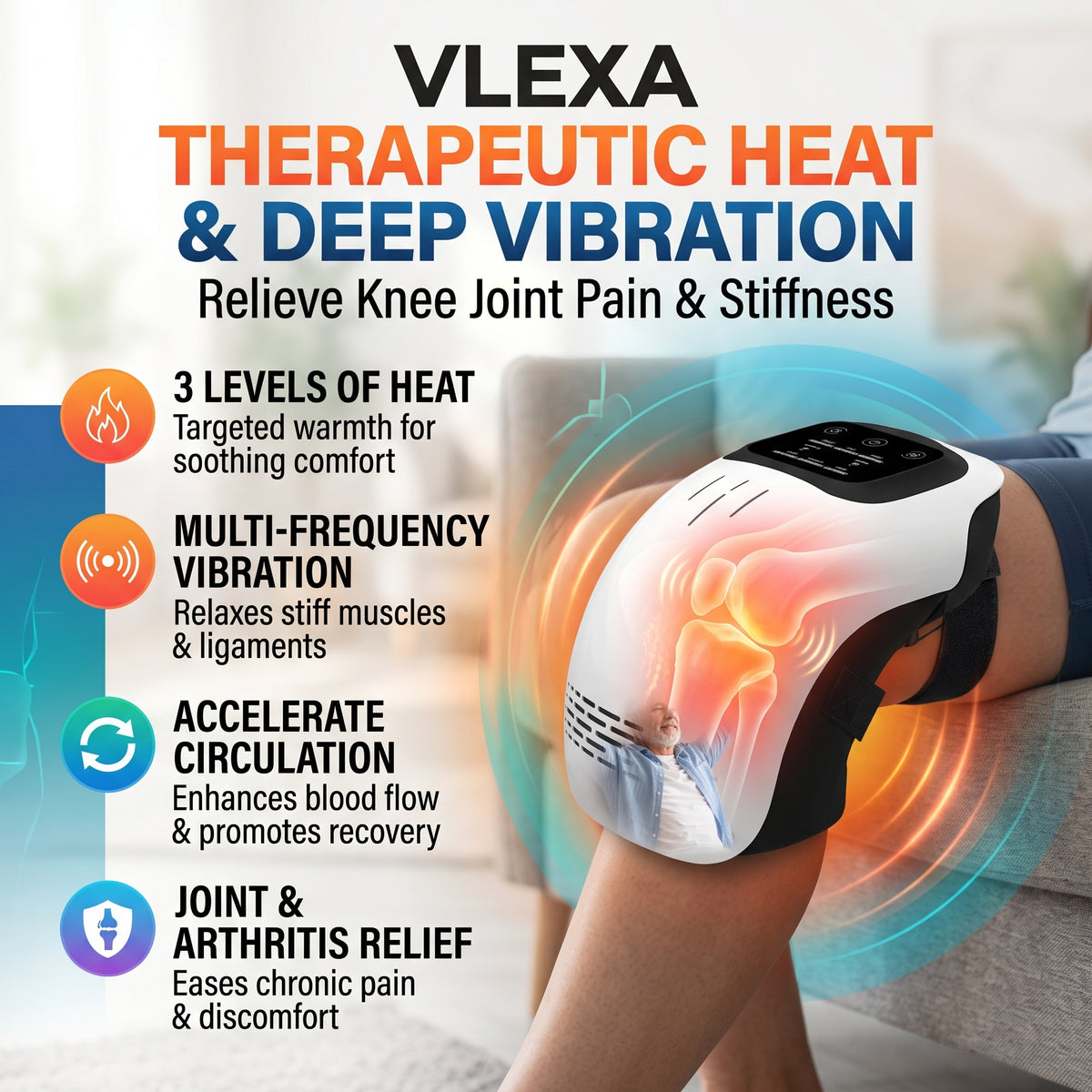 VLEXA™ 3-in-1 Dual Heated Red Light Knee Massager (Pair)