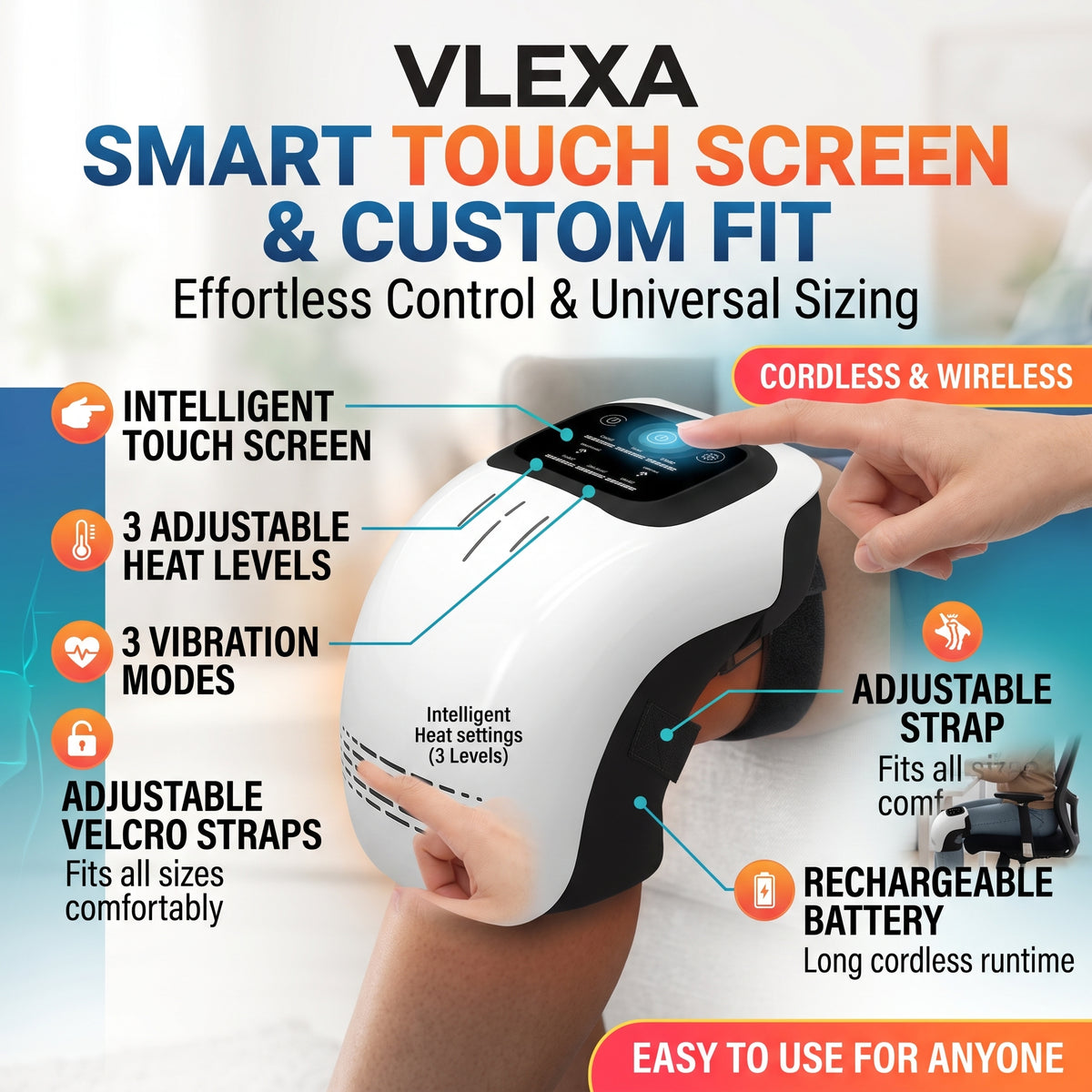 VLEXA™ 3-in-1 Dual Heated Red Light Knee Massager (Pair)