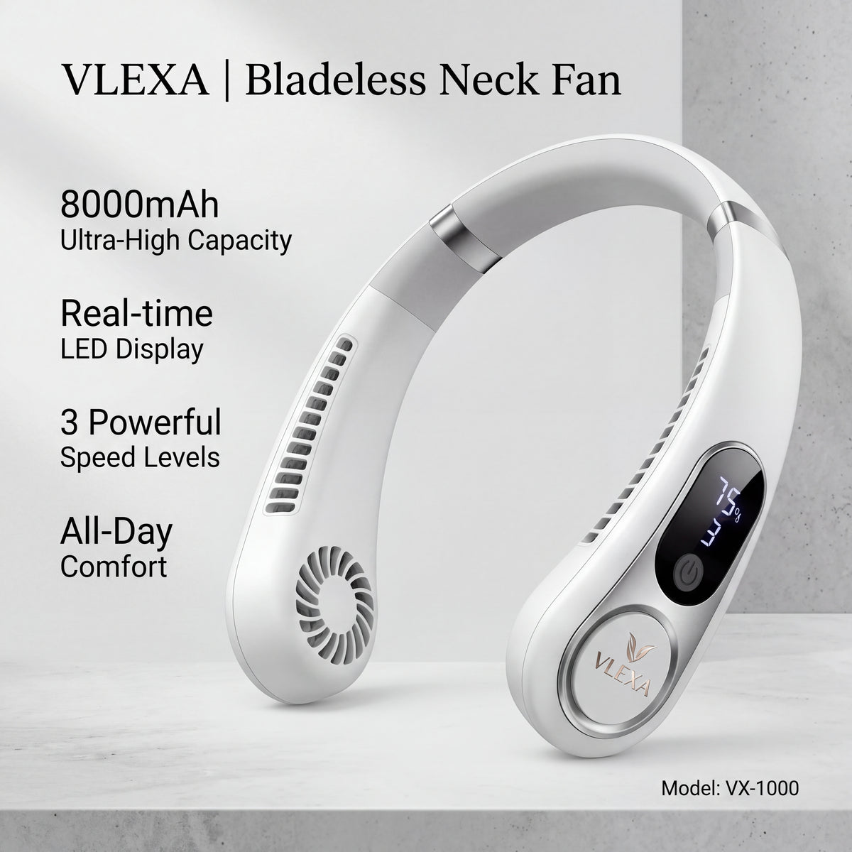 VLEXA 8000mAh Rechargeable Neck fan