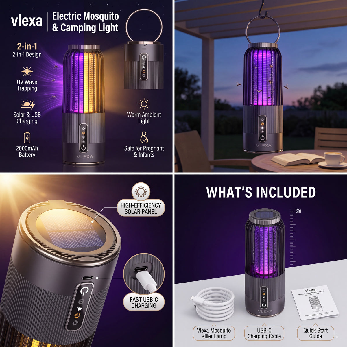 “Vlexa Electric Mosquito Killer Lamp, Insect Fly Trap / Camping Outdoor Light...”
