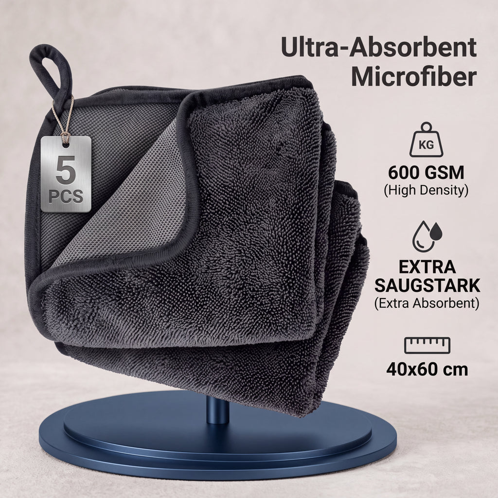 Premium 6GSM microfiber car cleaning cloths- 5pack