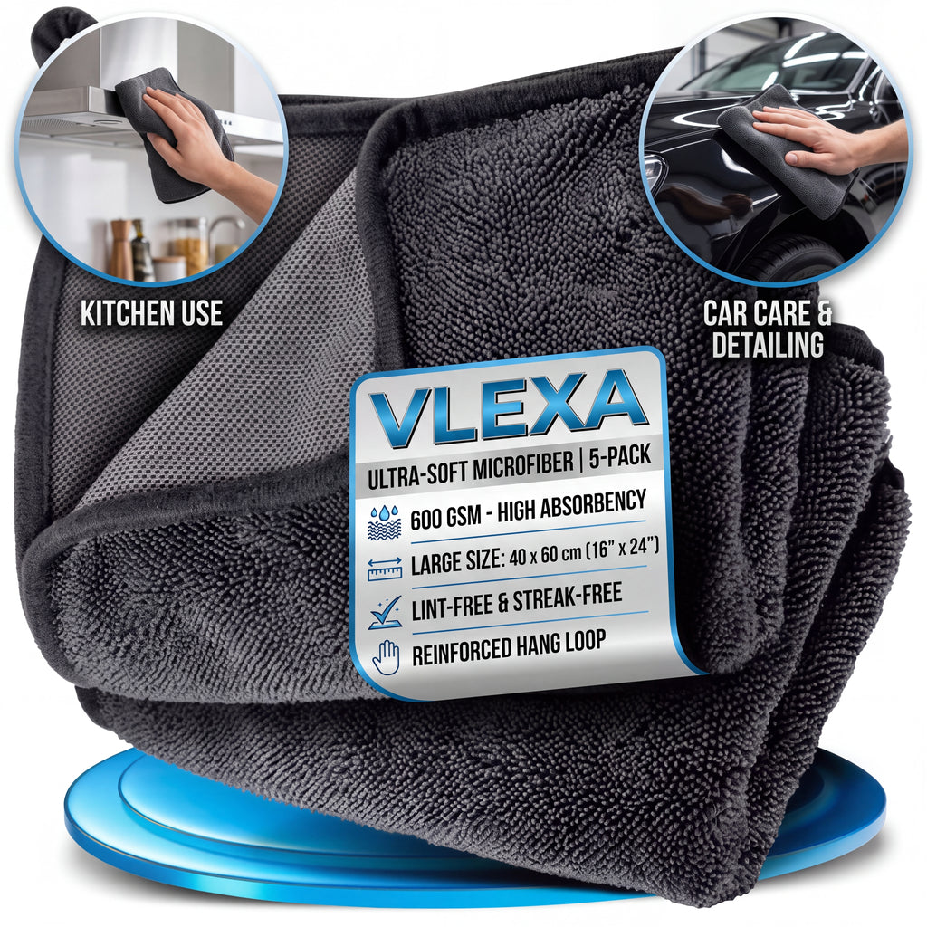Premium 6GSM microfiber car cleaning cloths- 5pack