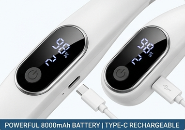 VLEXA 8000mAh Rechargeable Bladeless Neck fan with Display