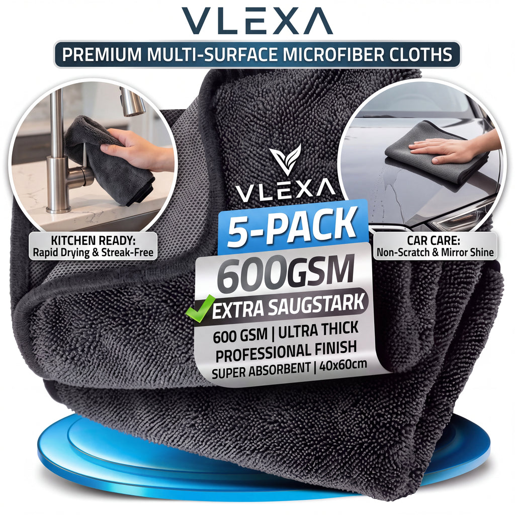 Premium 6GSM microfiber car cleaning cloths- 5pack